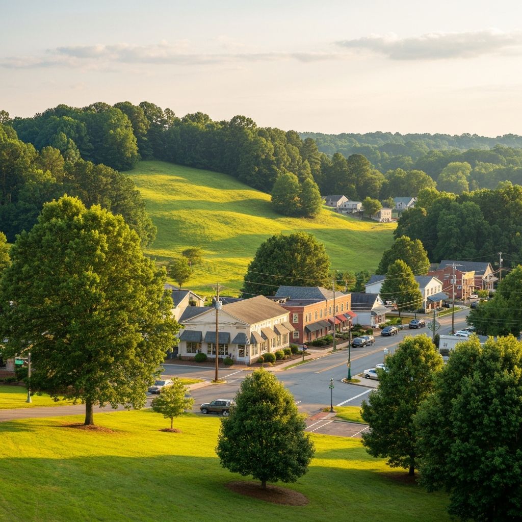 Scenic view of the North Georgia landscape with rolling green hills and charming local character